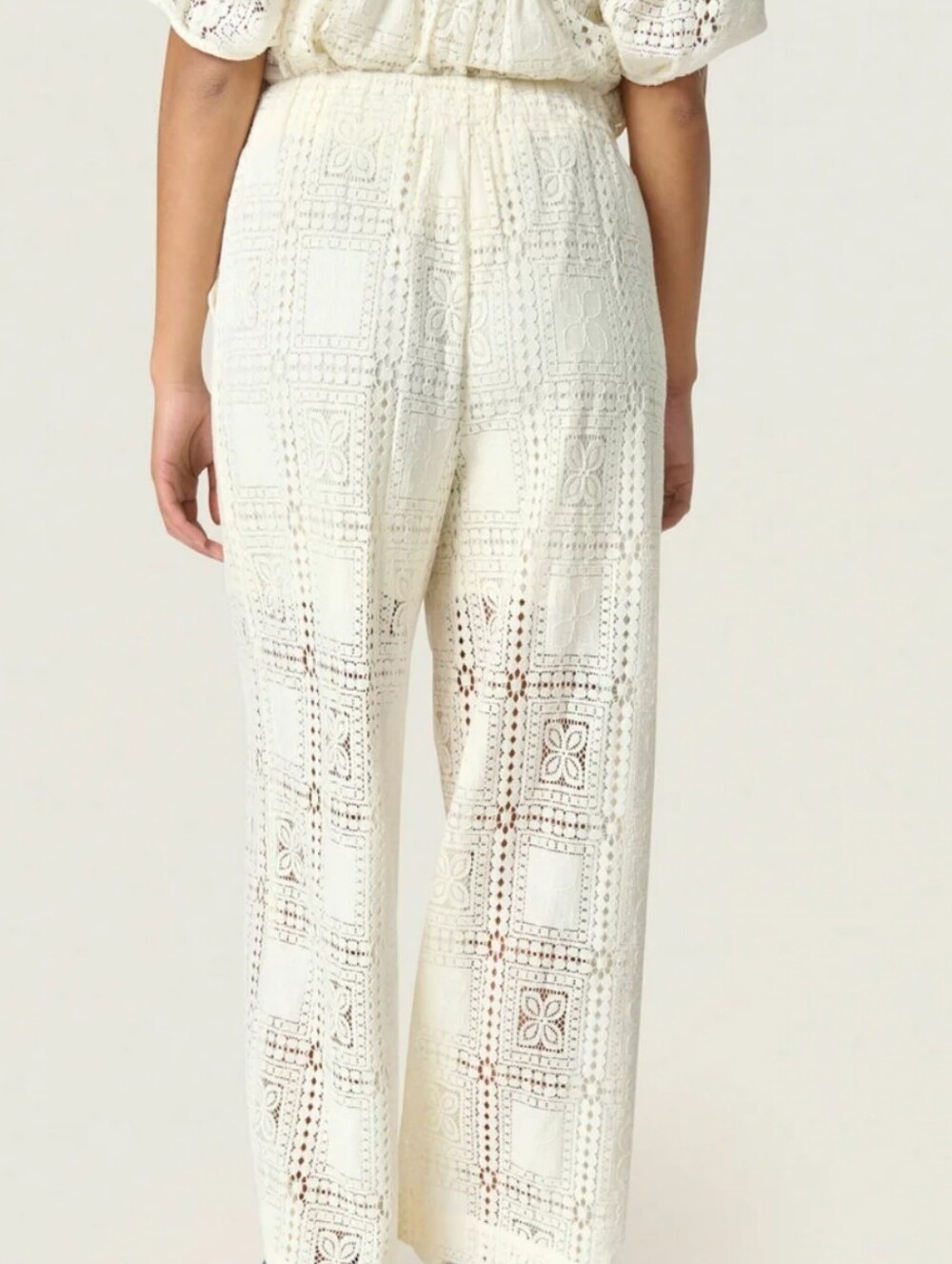 Soaked Crochet Wide-Leg Pants in Whisper White